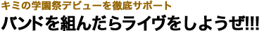 キミの学園祭デビューを徹底サポート　バンドを組んだらライヴをしようぜ!!!
