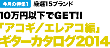 今月の特集1：厳選15ブランド／10万円以下でGET！！「アコギ／エレアコ編」ギターカタログ2014