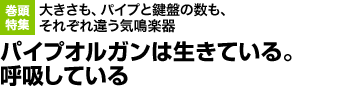 巻頭特集：大きさも、パイプと鍵盤の数も、それぞれ違う気鳴楽器 パイプオルガンは生きている。呼吸している