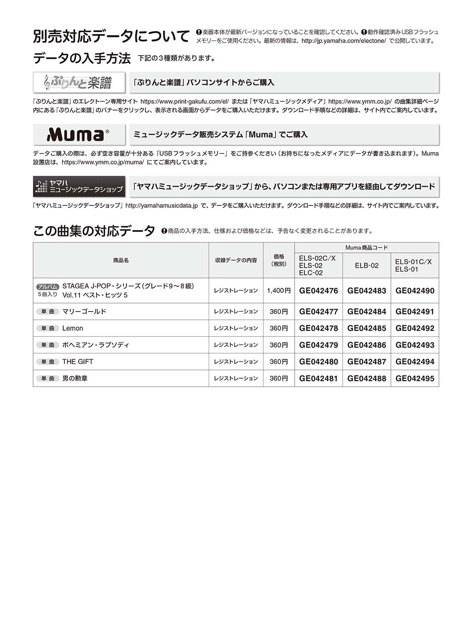 ヤマハ】STAGEA J-POP 9～8級 Vol.11 ベスト・ヒッツ5 楽譜 エレクトーン ヤマハの楽譜出版