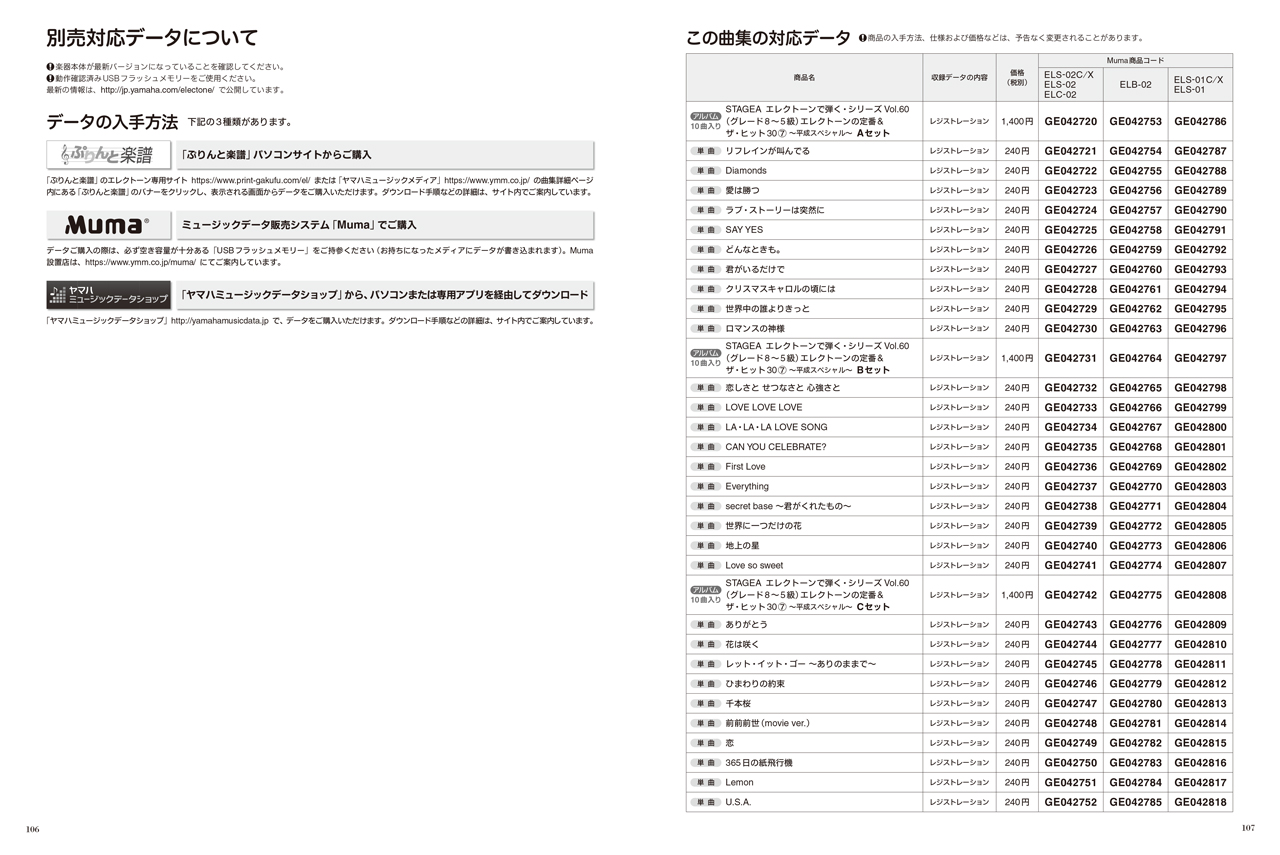 ヤマハ Stagea エレクトーンで弾く 8 5級 Vol 60 エレクトーンの定番 ザ ヒット30 Vol 7 平成スペシャル 楽譜 エレクトーン ヤマハの楽譜出版