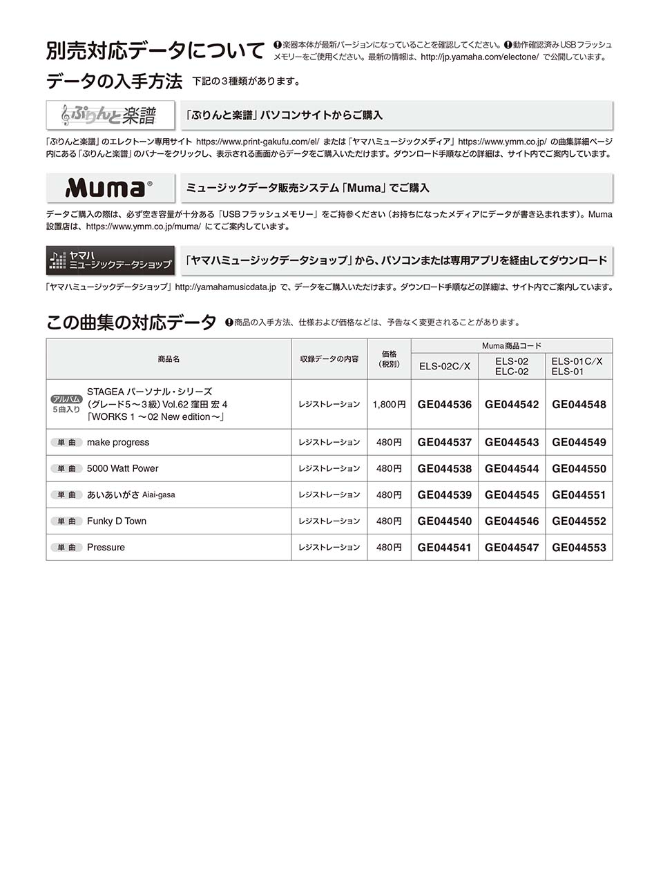 ヤマハ】STAGEA・EL エレクトーン・ファン グレード 9～8級 Vol