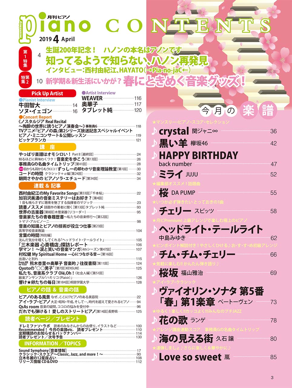 ヤマハ 月刊ピアノ 19年4月号 雑誌 ピアノ ヤマハの楽譜出版