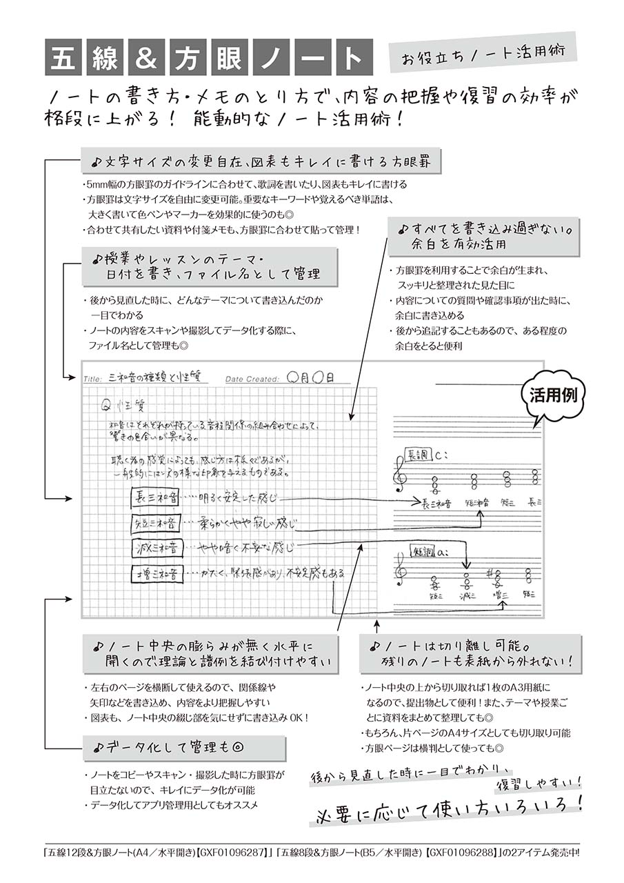 ヤマハ 五線12段 方眼ノート 水平開き 文具 五線ノート ヤマハの楽譜出版